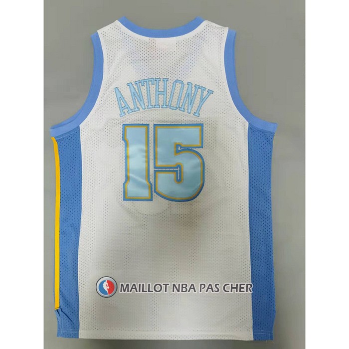 Maillot Denver Nuggets Carmelo Anthony NO 15 Mitchell & Ness 2006-07 Blanc